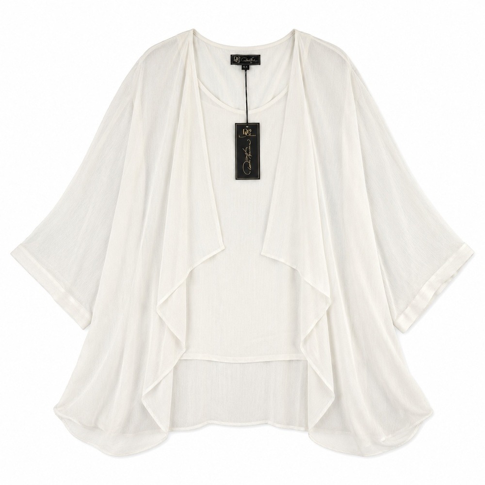 Diane Gilman White Chiffon Size 2X NWT Minimalist Fairy Cloud Lagenlook Layers